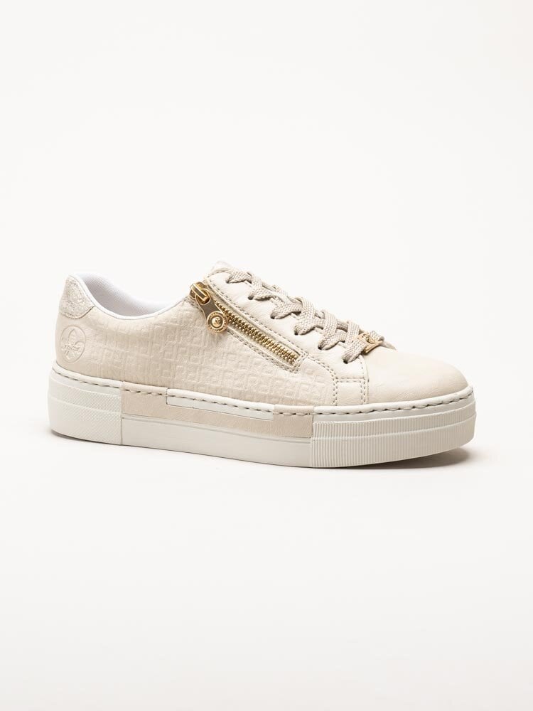 Rieker - Beige platåsneakers i skinnimitation