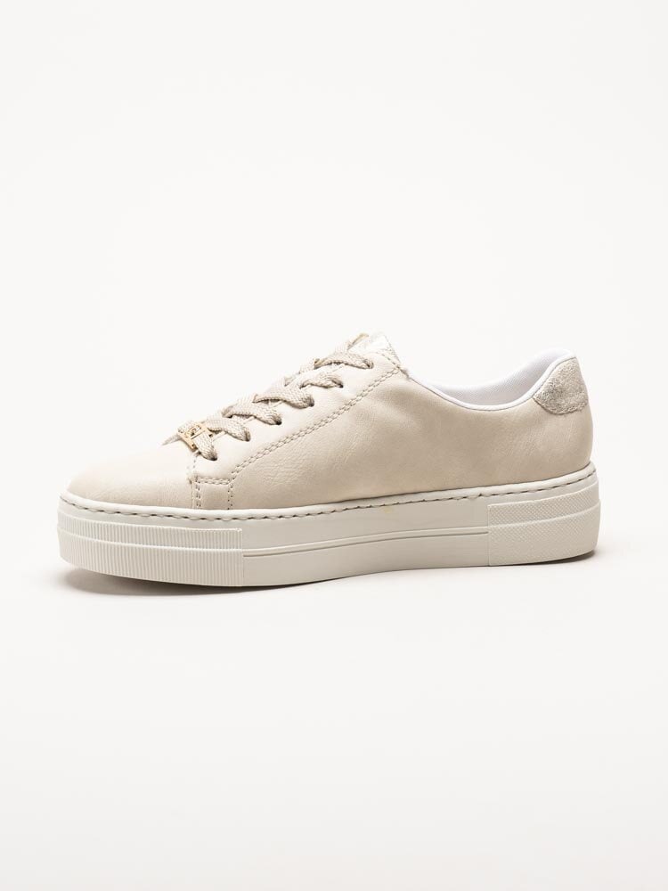 Rieker - Beige platåsneakers i skinnimitation