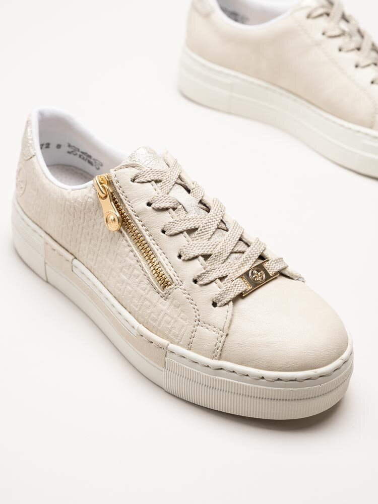 Rieker - Beige platåsneakers i skinnimitation