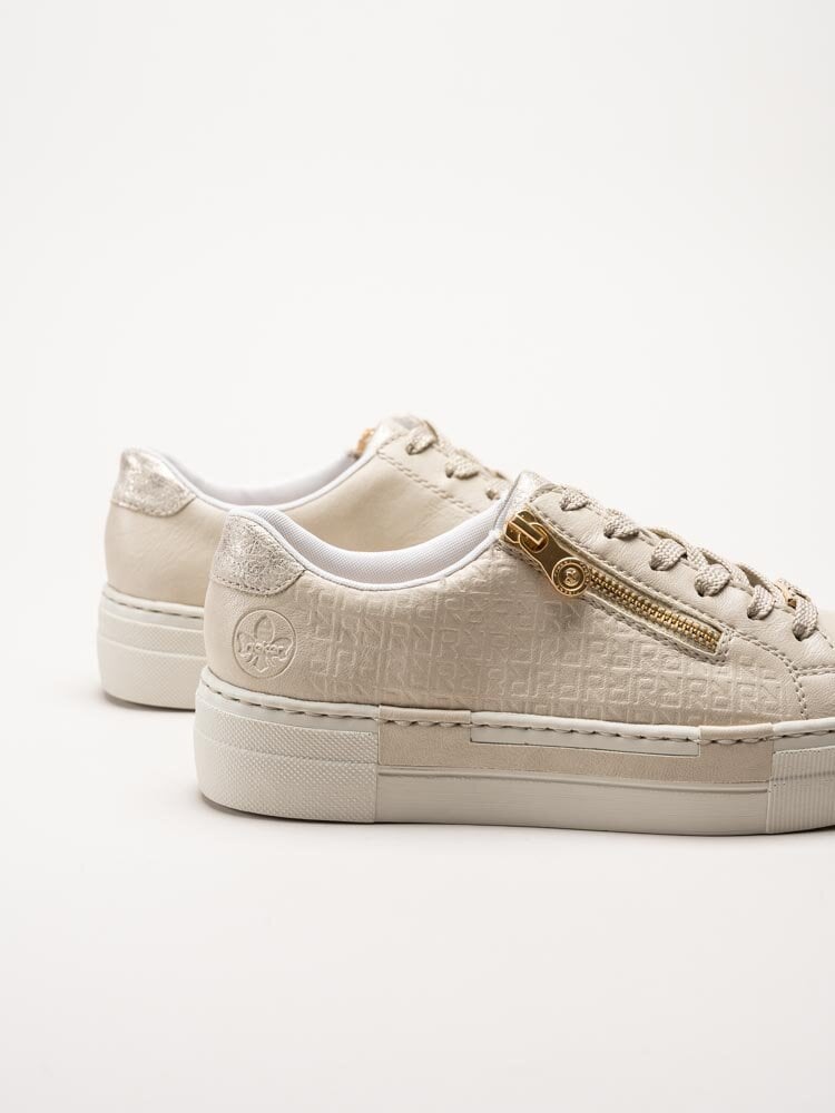 Rieker - Beige platåsneakers i skinnimitation