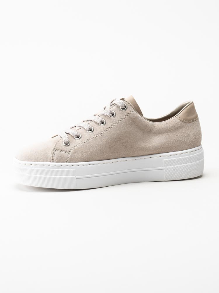 Rieker - Beige platåsneakers i mocka