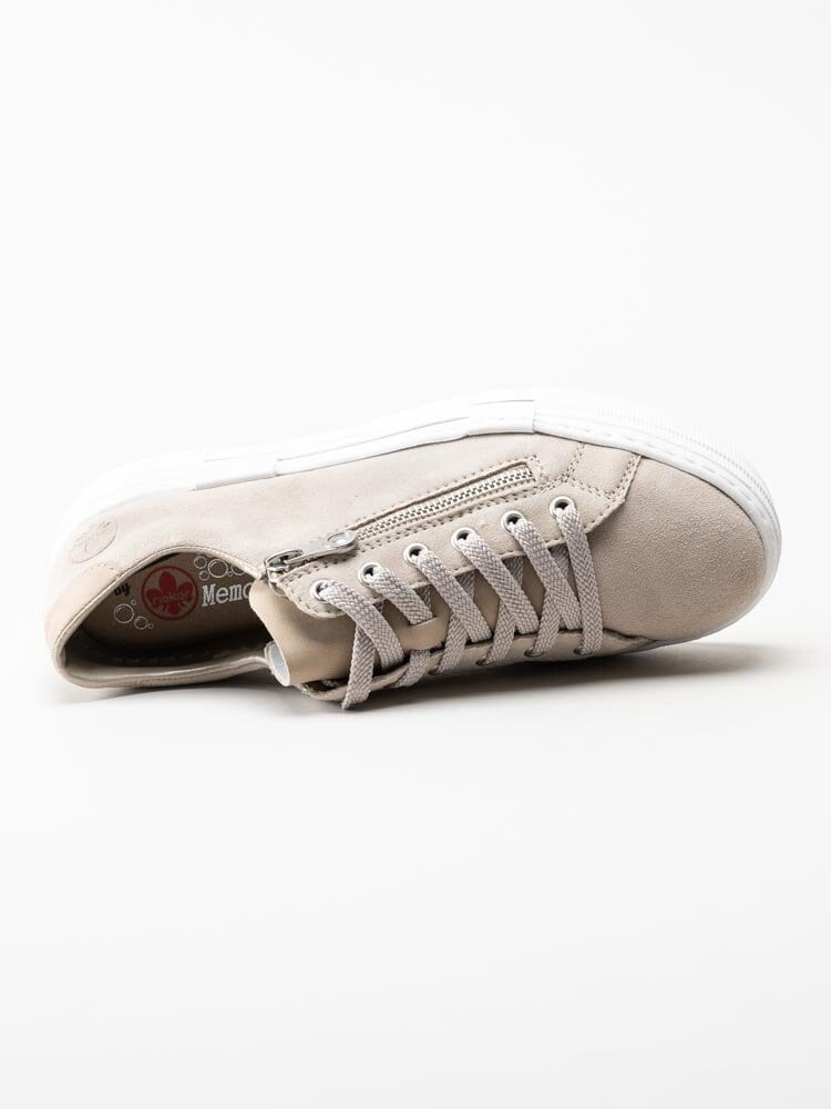 Rieker - Beige platåsneakers i mocka