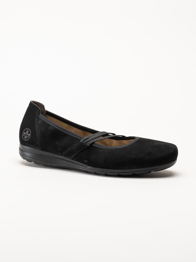 Rieker - Svarta ballerinaskor i nubuck