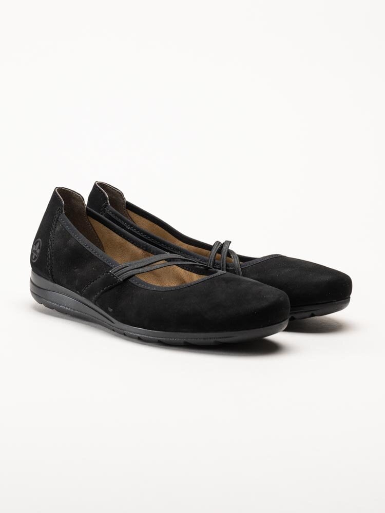 Rieker - Svarta ballerinaskor i nubuck