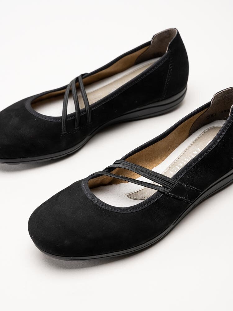 Rieker - Svarta ballerinaskor i nubuck