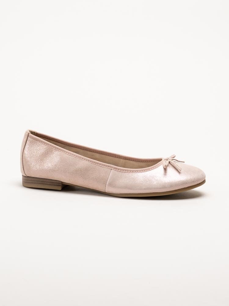 Tamaris - Rosaskimrande ballerina i nubuck