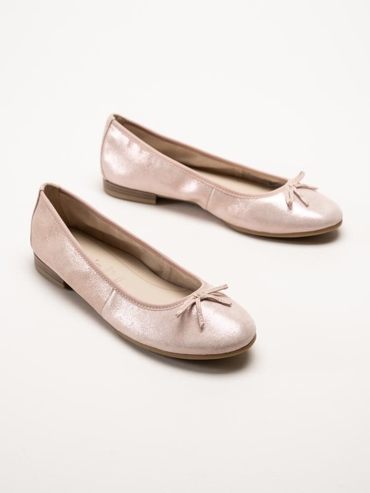 Tamaris - Rosaskimrande ballerina i nubuck