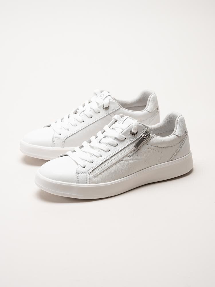 Tamaris - Vita sneakers i skinn