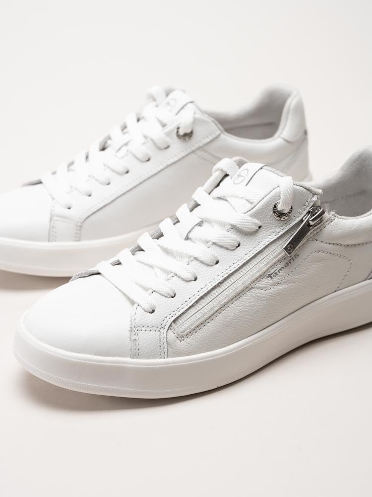 Tamaris - Vita sneakers i skinn