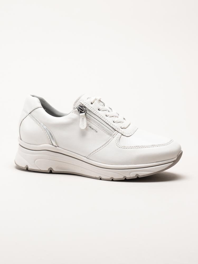 Tamaris - Vita kilklackade sneakers i skinn