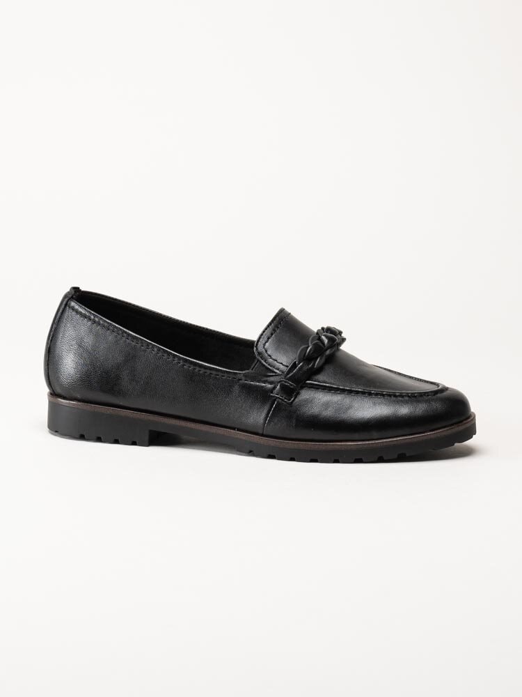 Tamaris - Svarta loafers i skinn