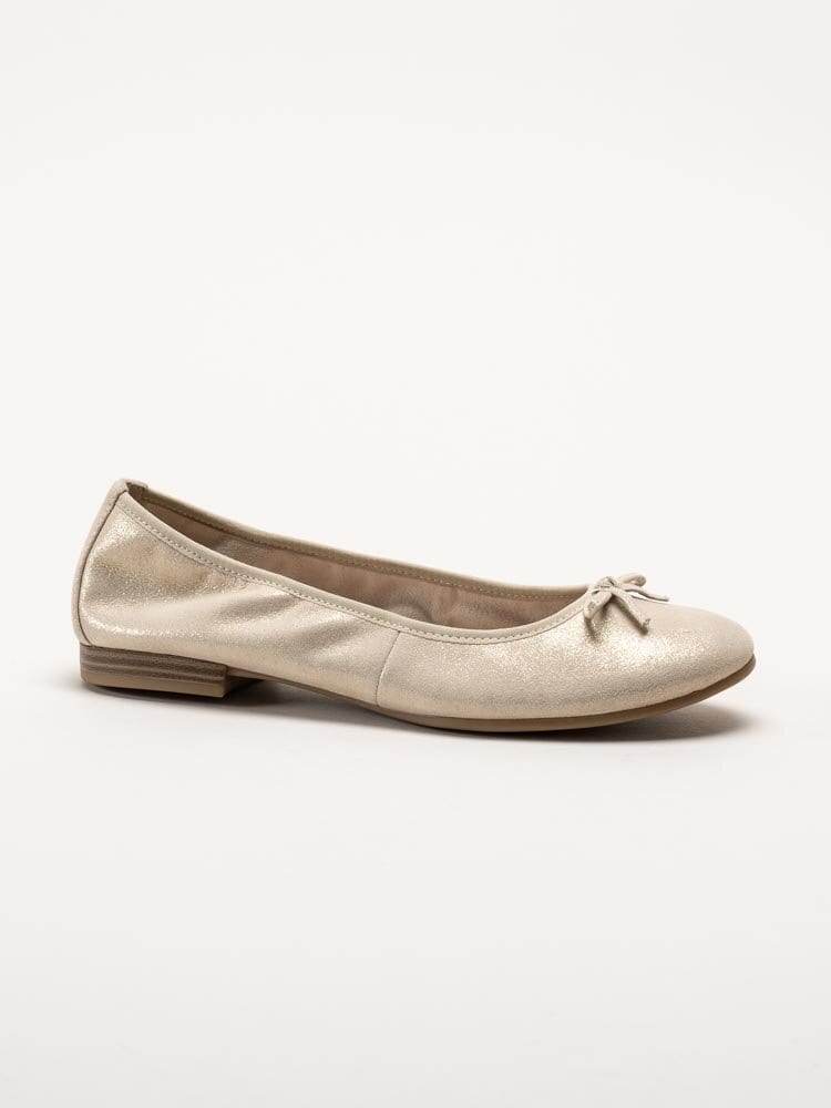 Tamaris - Guldskimrande ballerinaskor i nubuck