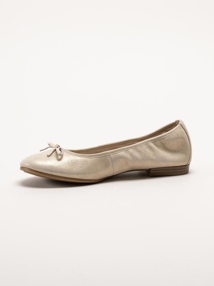 Tamaris - Guldskimrande ballerinaskor i nubuck