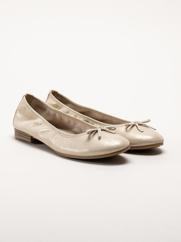 Tamaris - Guldskimrande ballerinaskor i nubuck