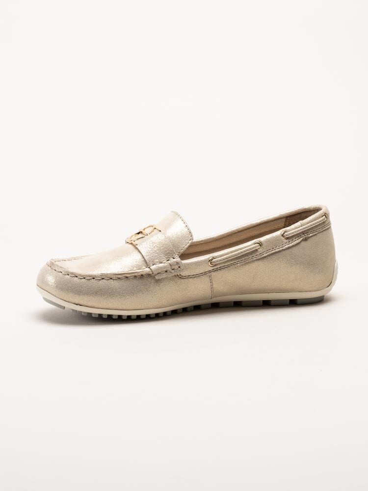 Tamaris - Guldiga loafers i mocka