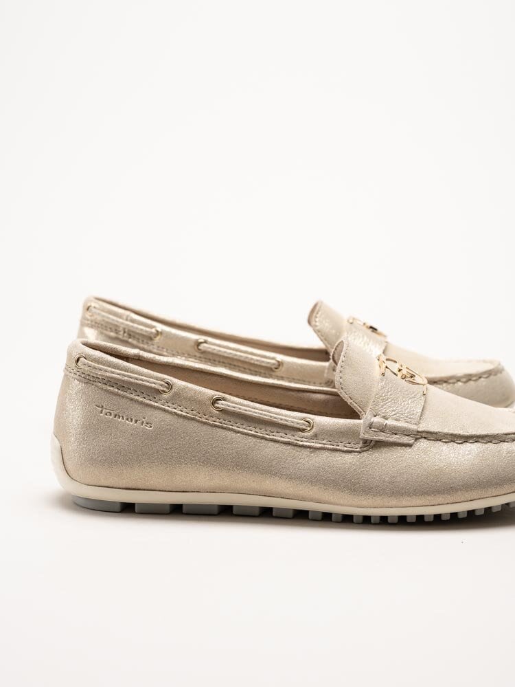 Tamaris - Guldiga loafers i mocka