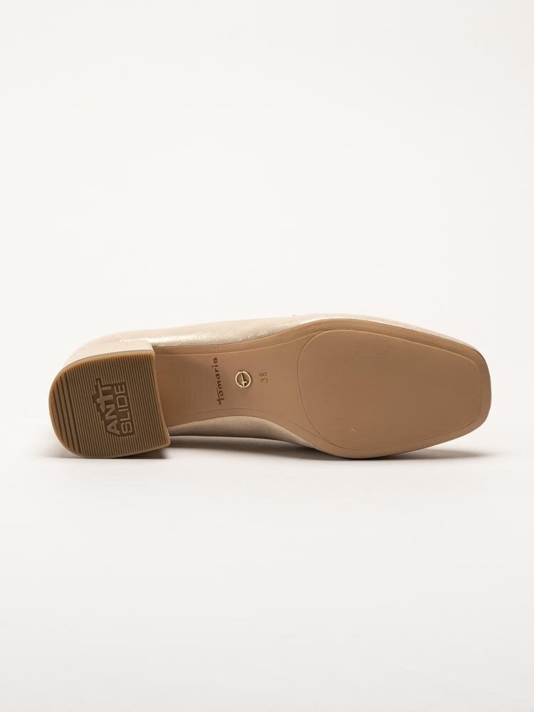 Tamaris - Guldiga klackloafers i nubuck