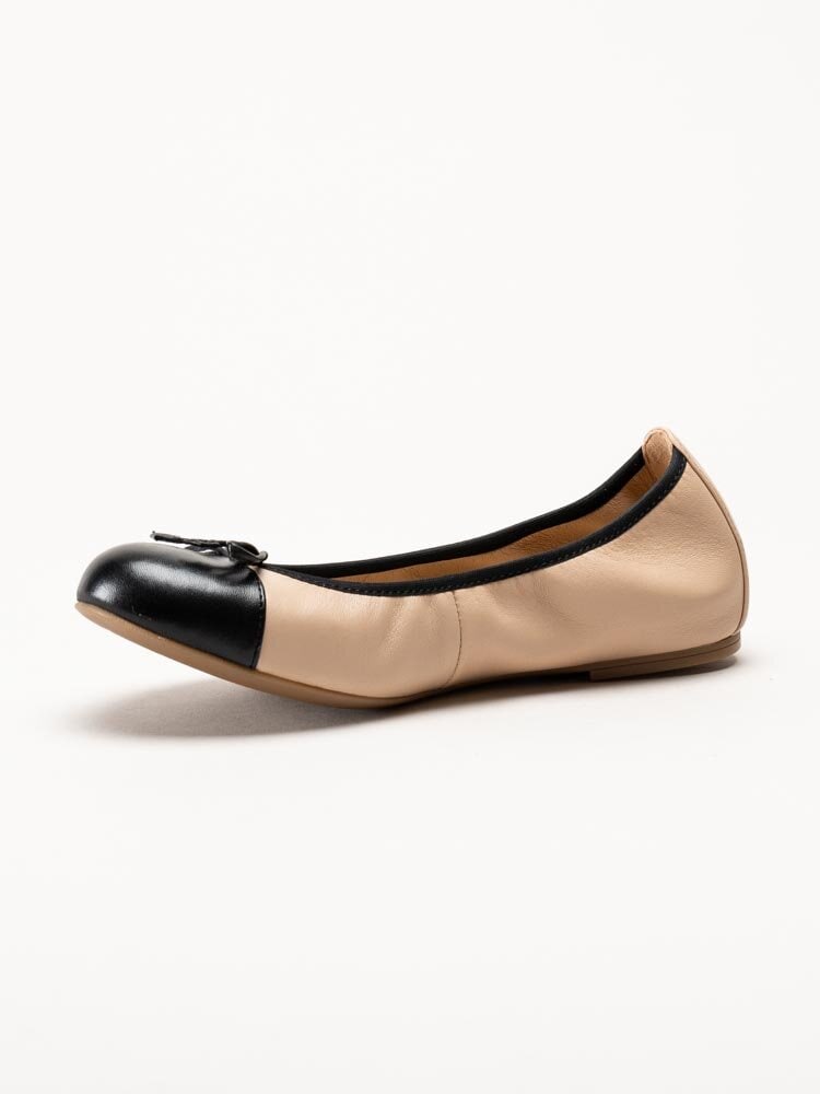 Unisa - Aylaflex_25 - Beige ballerina i skinn med svart tå