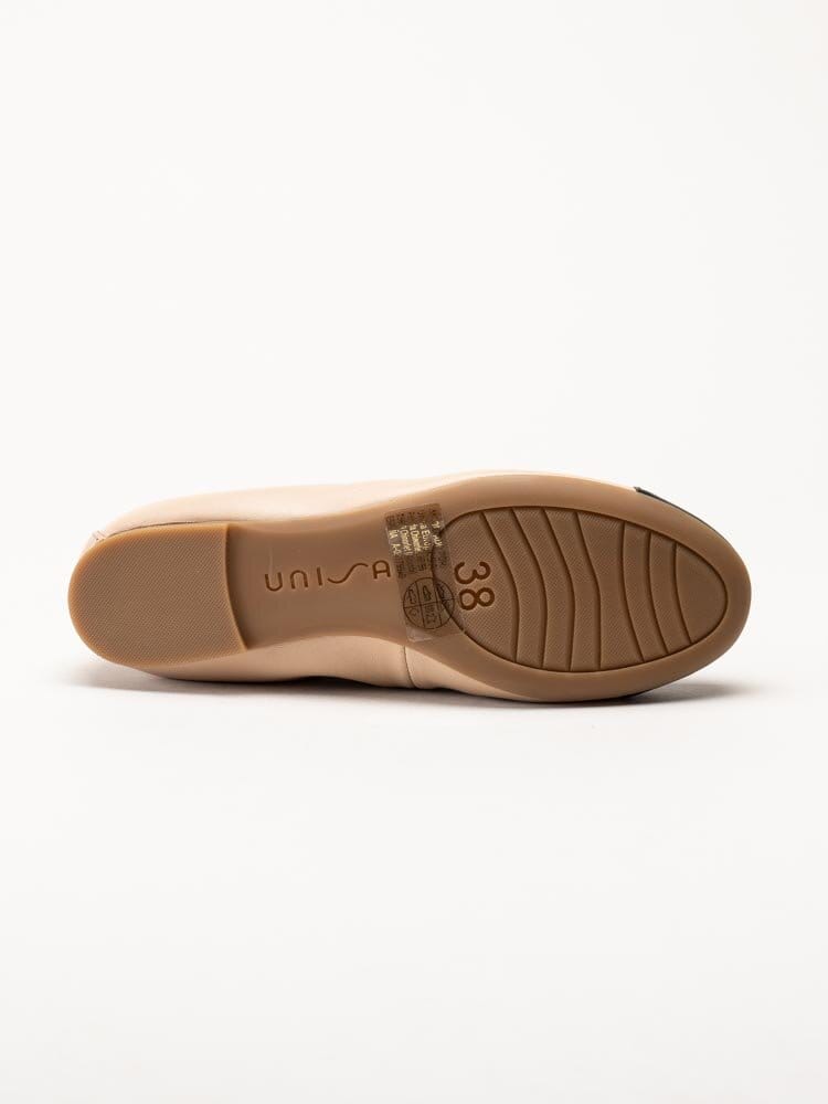 Unisa - Aylaflex_25 - Beige ballerina i skinn med svart tå