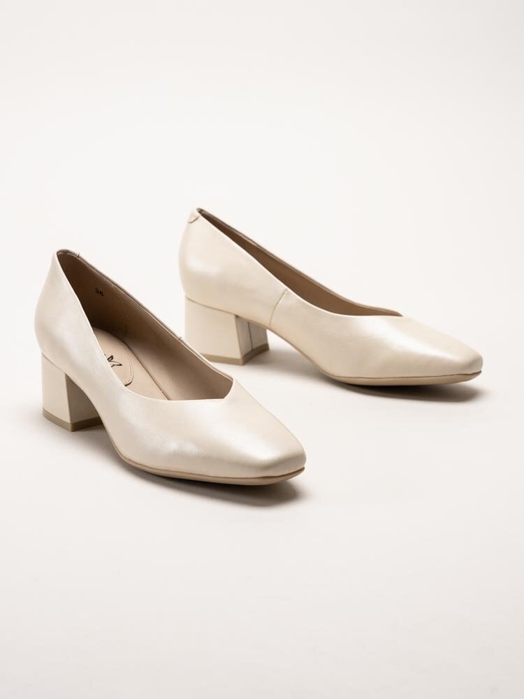 Caprice - Beige pumps i skinn