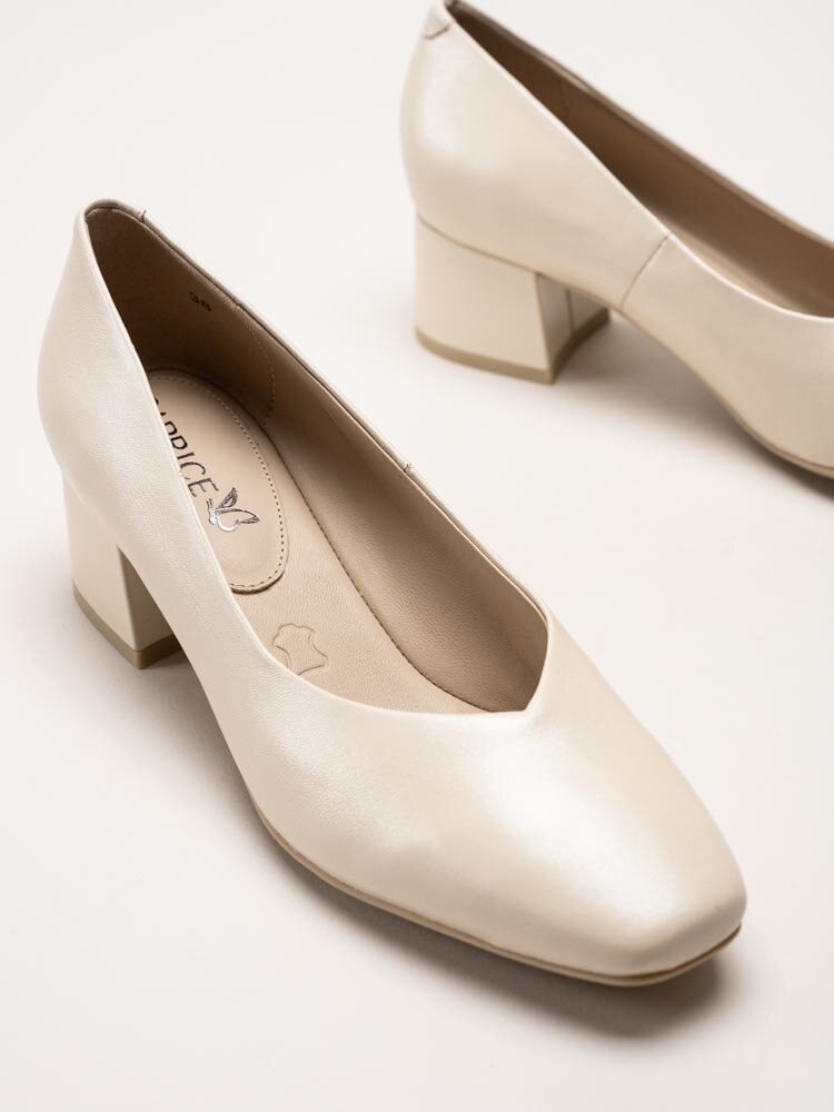 Caprice - Beige pumps i skinn