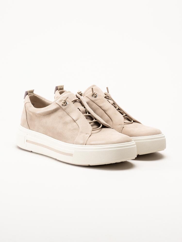 Caprice - Beige sneakers i mocka