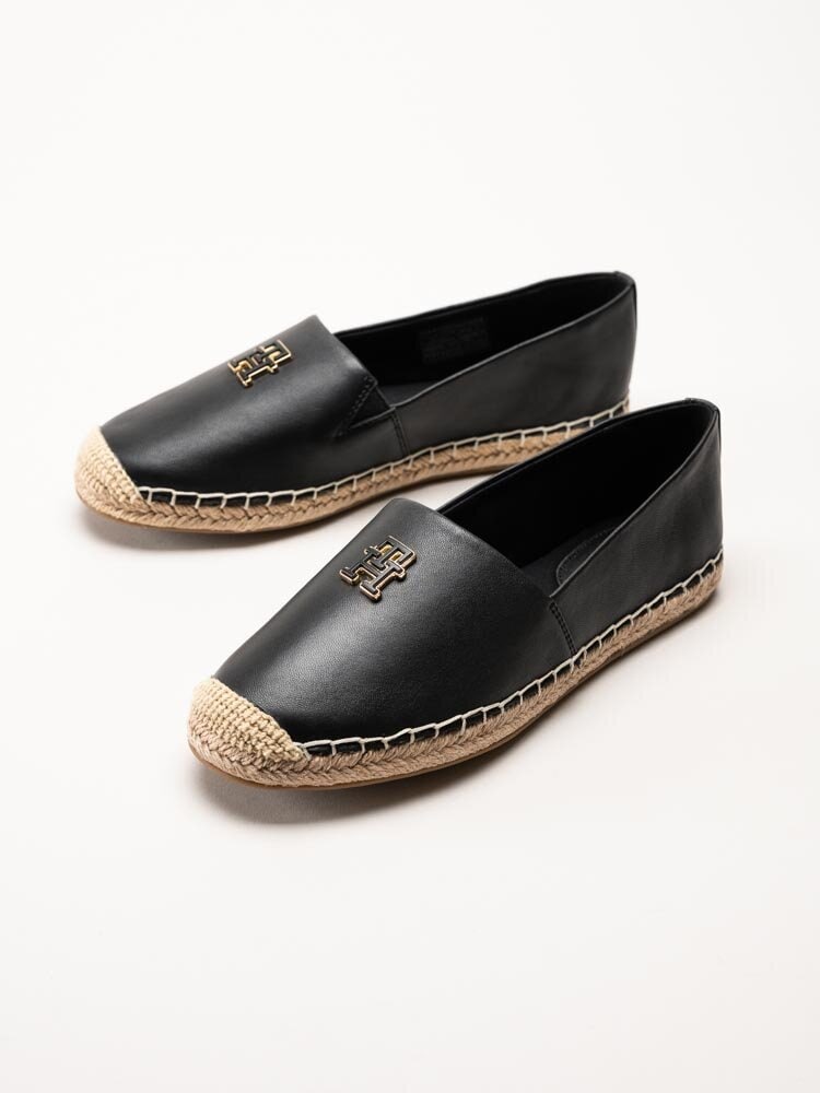 Tommy Hilfiger - Flat Espadrille - Svarta espadrillos i skinn