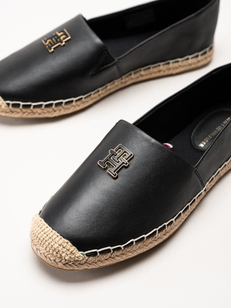 Tommy Hilfiger - Flat Espadrille - Svarta espadrillos i skinn