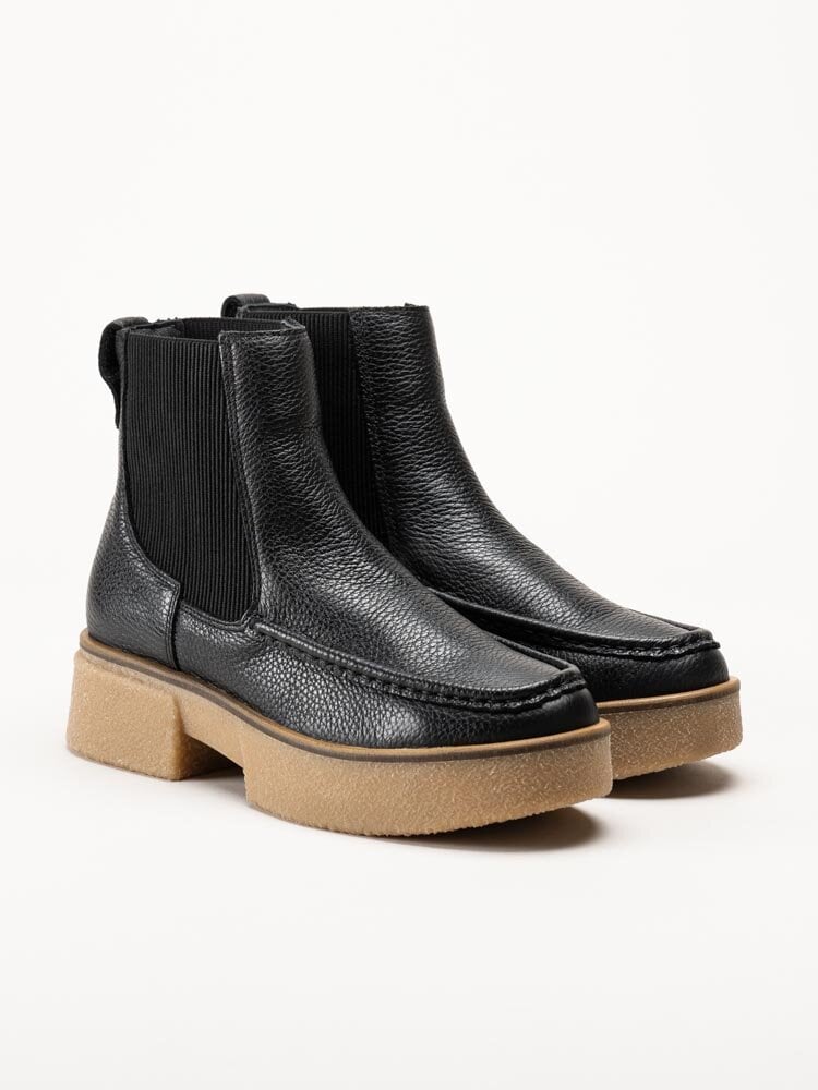 Clarks - Linoso Top - Svarta chunky boots i skinn