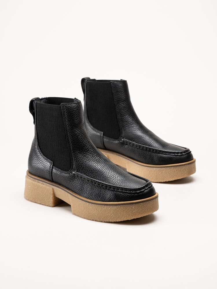 Clarks - Linoso Top - Svarta chunky boots i skinn