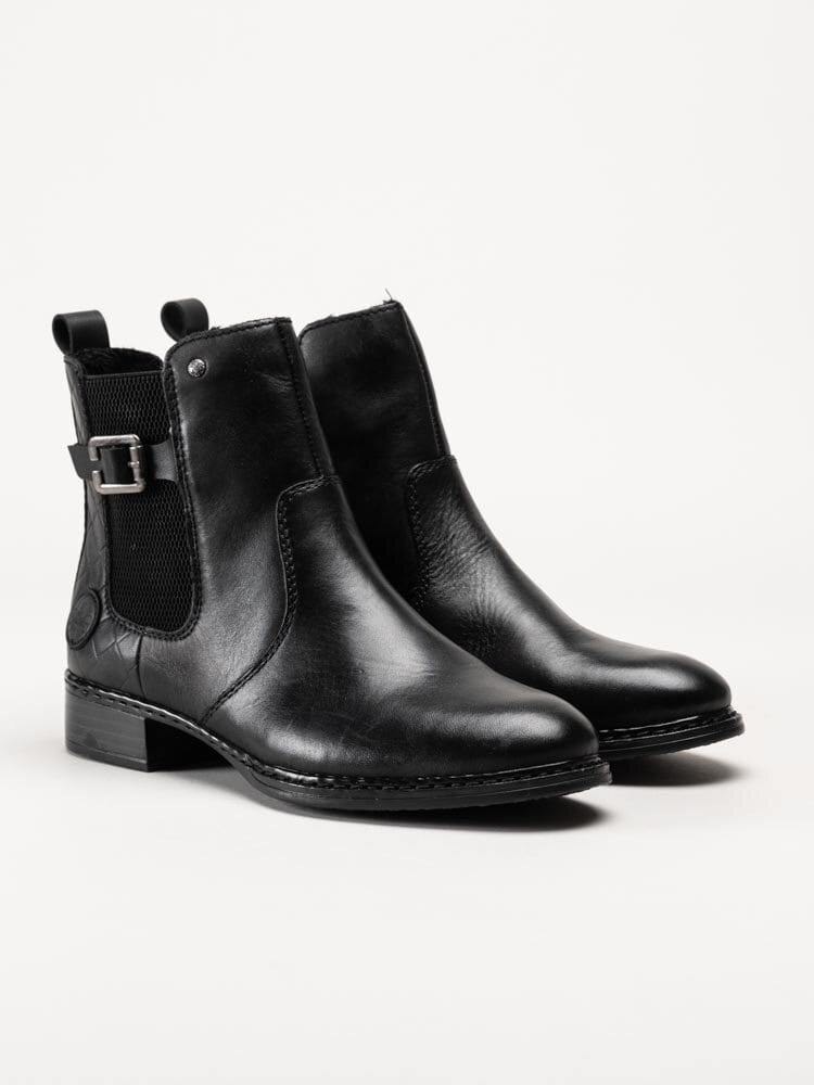 Rieker - Svarta chelsea boots i skinn