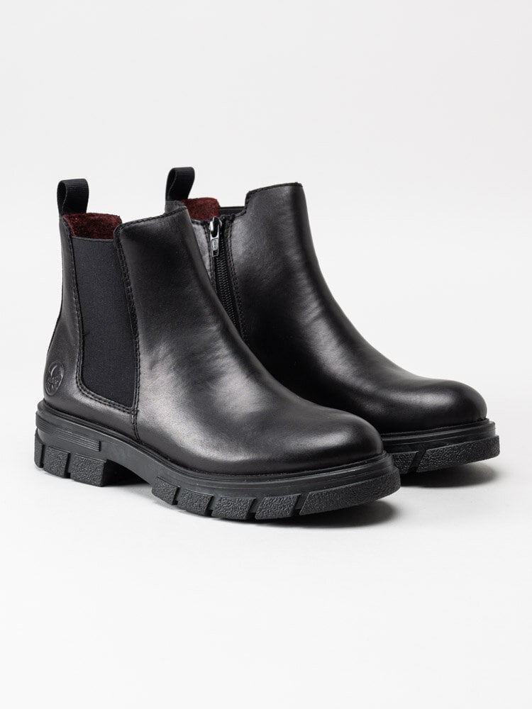 Rieker - Svarta grova chelsea boots i skinn