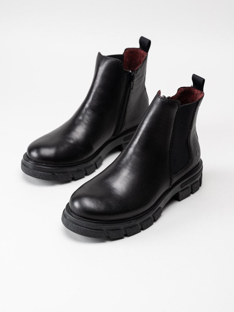 Rieker - Svarta grova chelsea boots i skinn