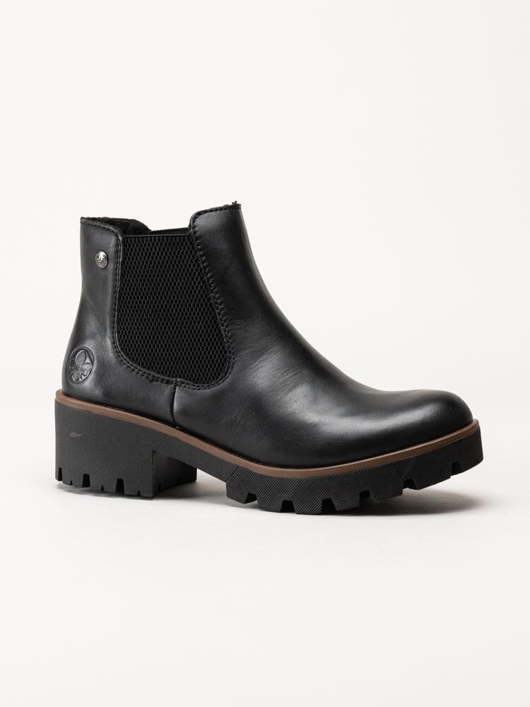 Rieker - Svarta fodrade chelsea boots i skinn