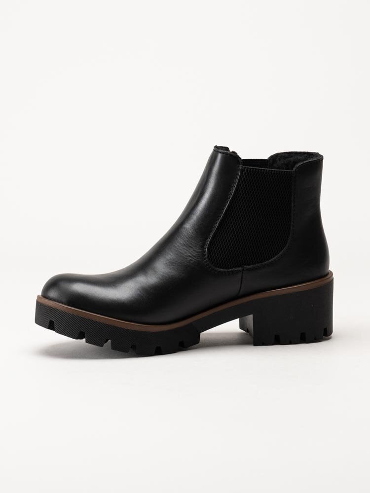 Rieker - Svarta fodrade chelsea boots i skinn