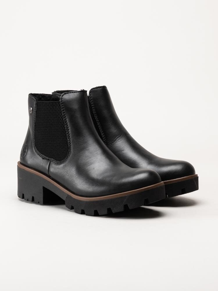 Rieker - Svarta fodrade chelsea boots i skinn