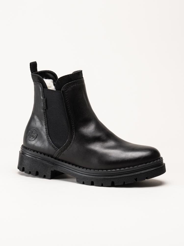 Rieker - Svarta fodrade chelsea boots i skinn