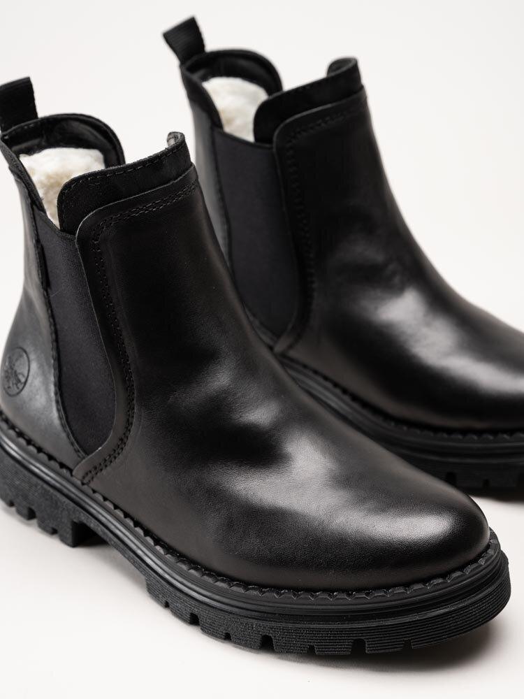 Rieker - Svarta fodrade chelsea boots i skinn