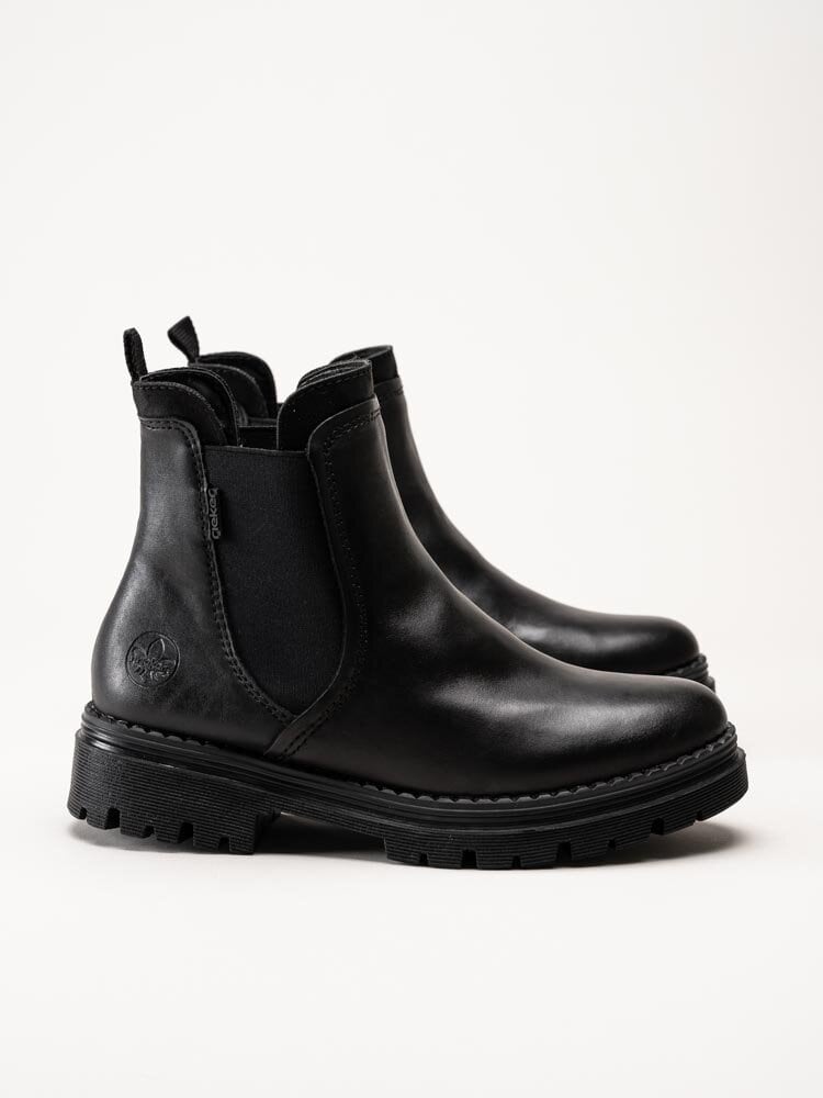 Rieker - Svarta fodrade chelsea boots i skinn