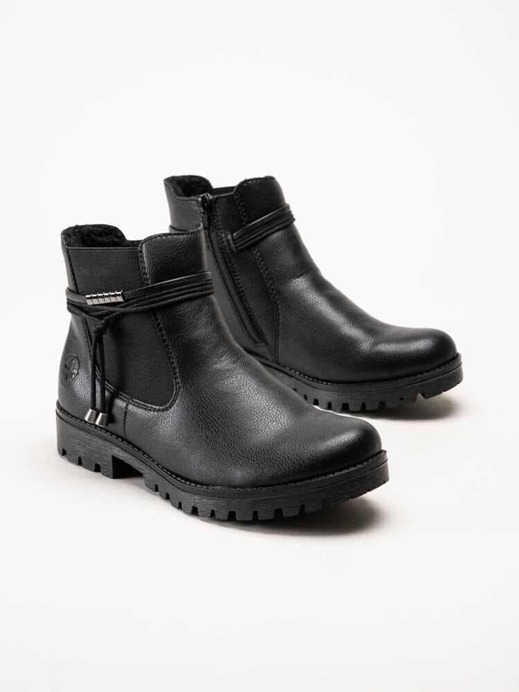 Rieker - Svarta chelsea boots i skinn