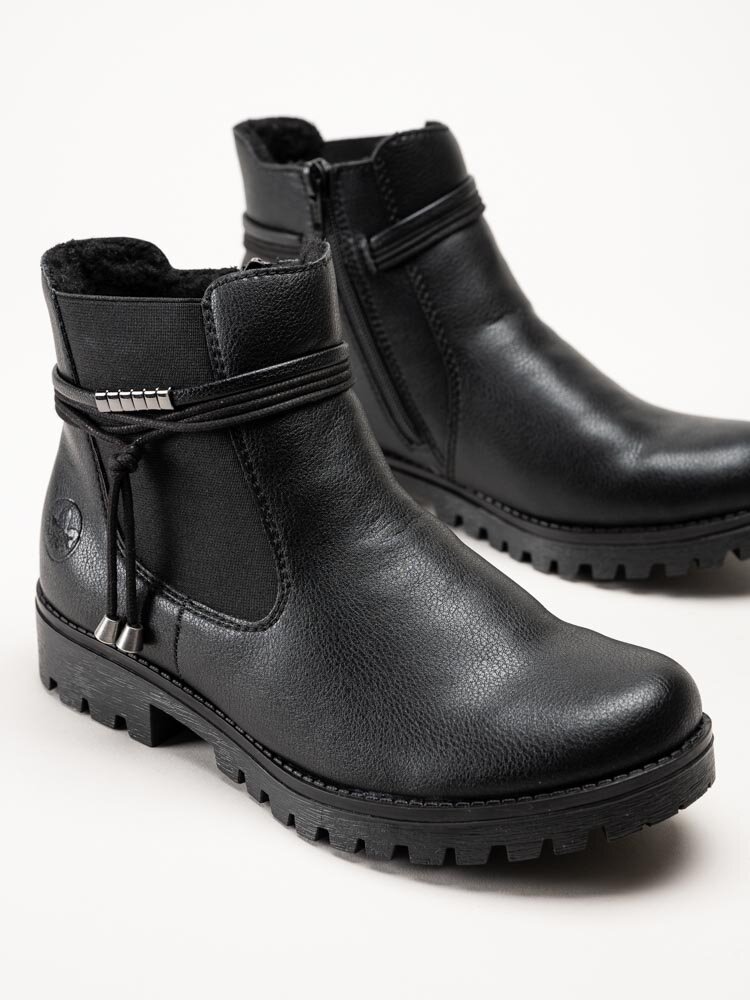 Rieker - Svarta chelsea boots i skinn