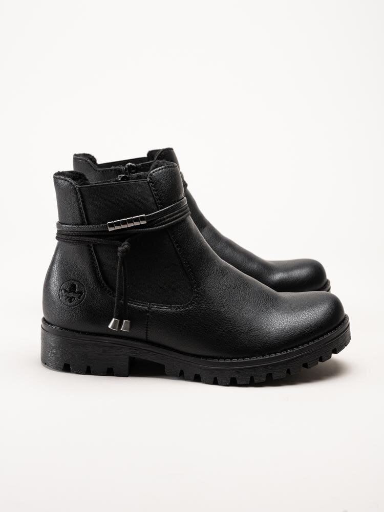 Rieker - Svarta chelsea boots i skinn