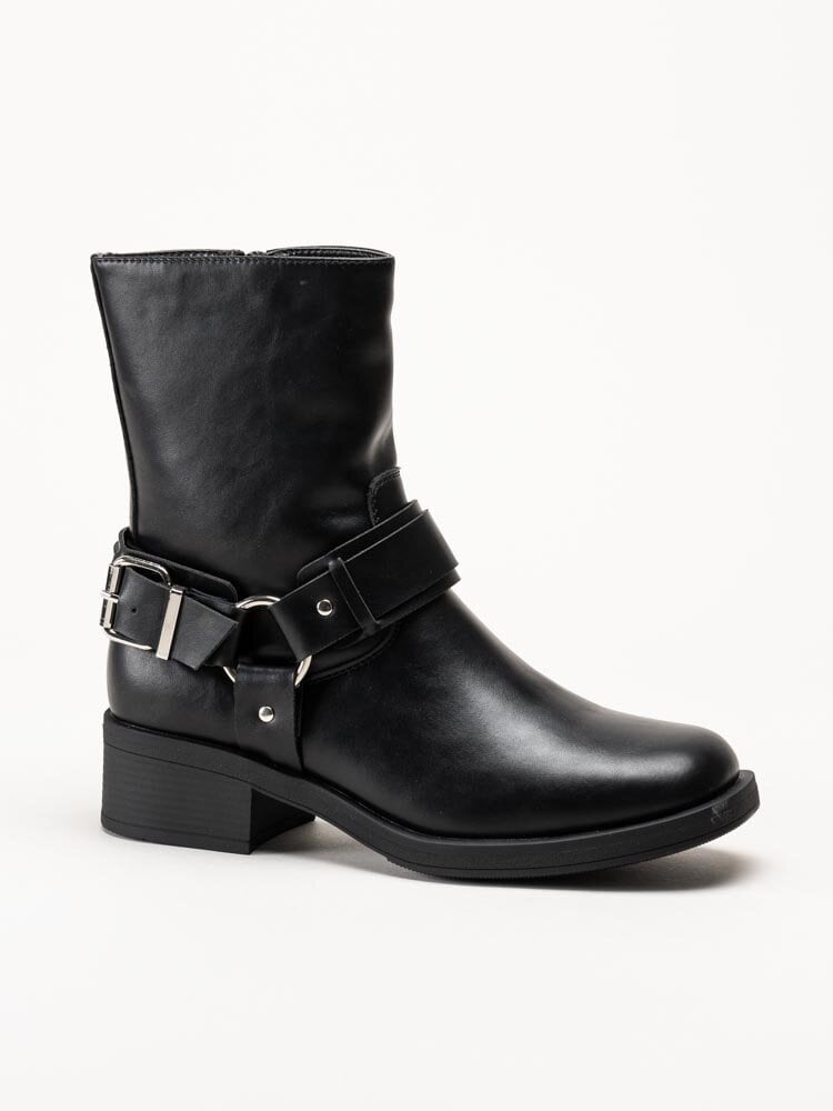 Duffy - Svarta bikerboots i skinn