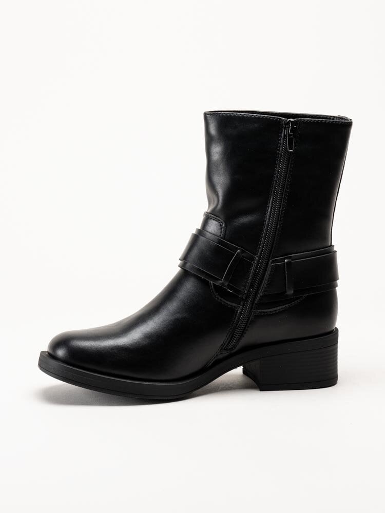 Duffy - Svarta bikerboots i skinn