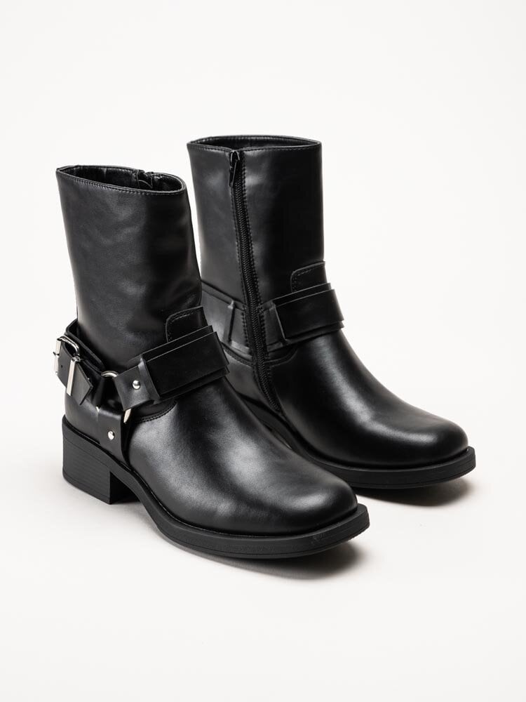 Duffy - Svarta bikerboots i skinn