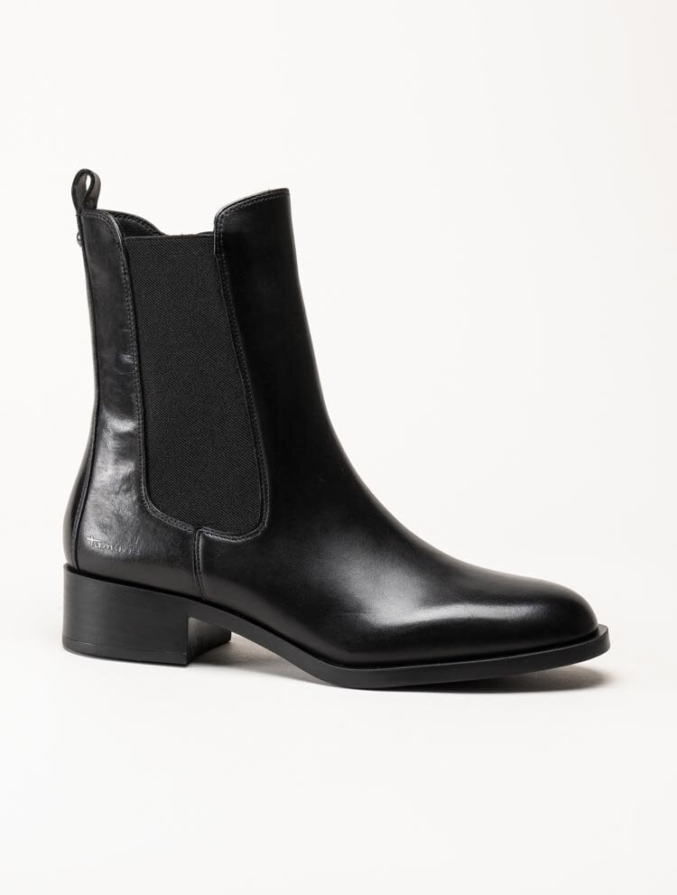 Tamaris - Svarta chelsea boots i skinn