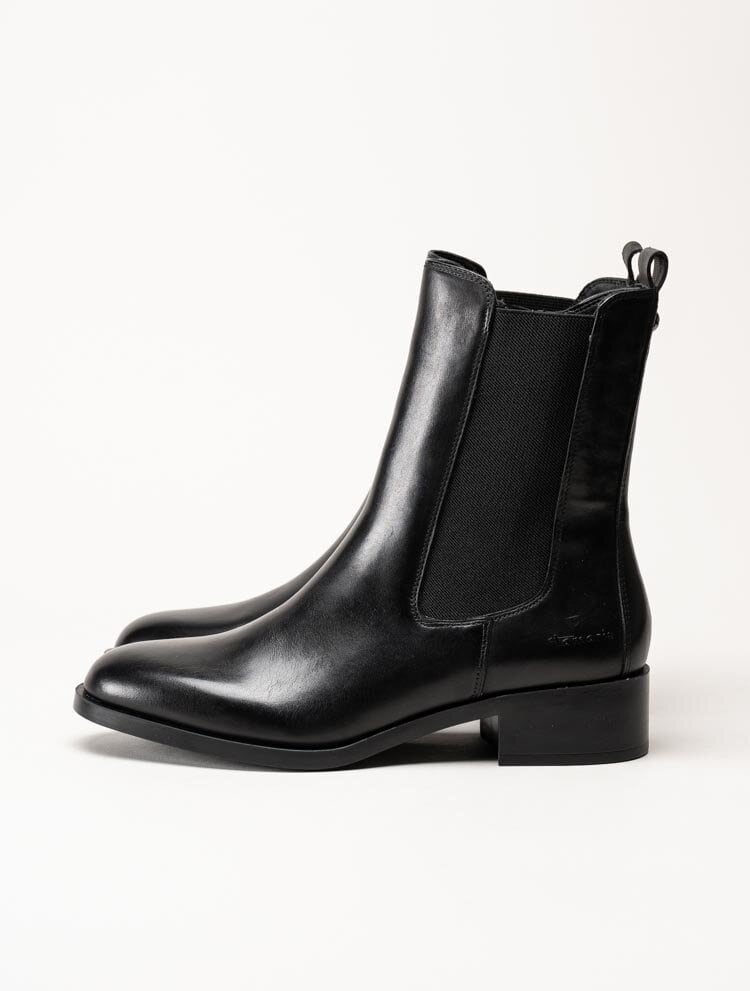 Tamaris - Svarta chelsea boots i skinn