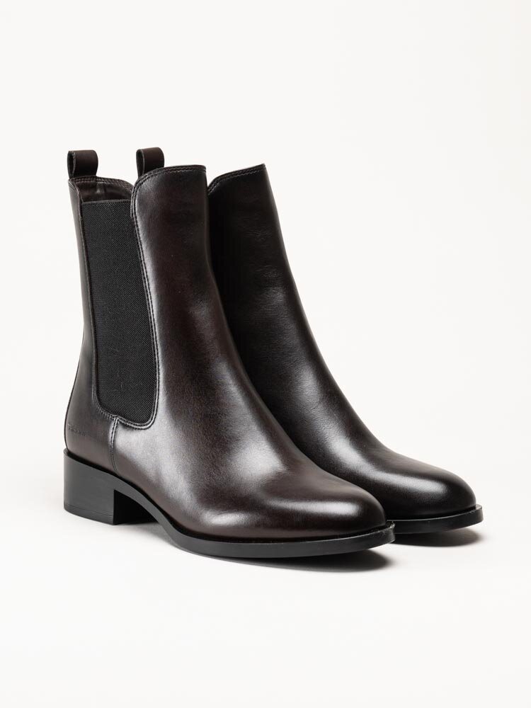 Tamaris - Mörkbruna chelsea boots i skinn