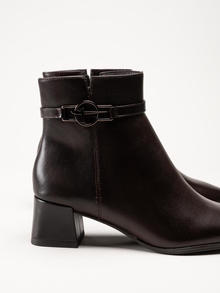 Tamaris - Mörkbruna boots i skinn