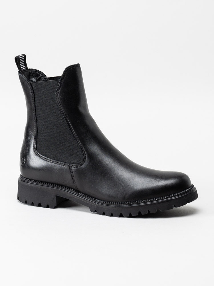 Tamaris - Svarta chelsea boots i skinn